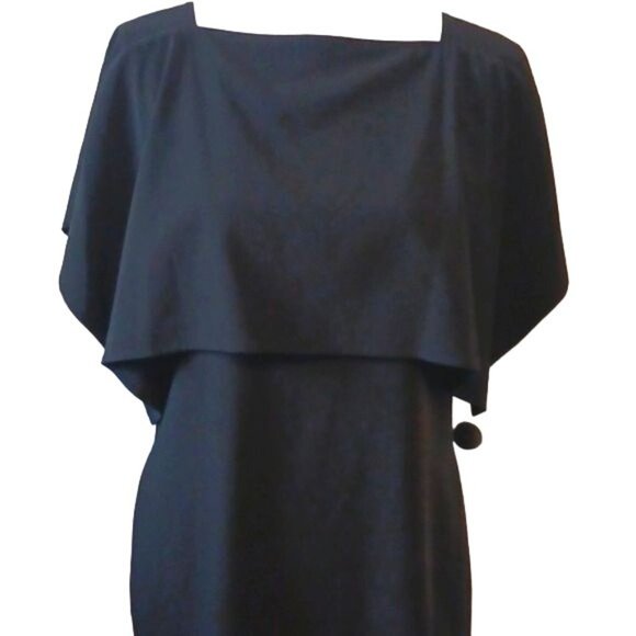 Calvin Klein Black Caped Sheath Dress Knee‎ Length Size 6 Elegant Classic Design - Picture 3 of 13